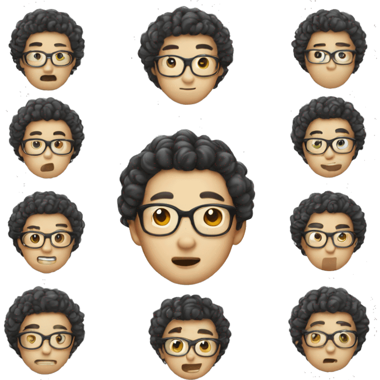 nerd emoji that looks asian has really high curly hair and has braces  emoji