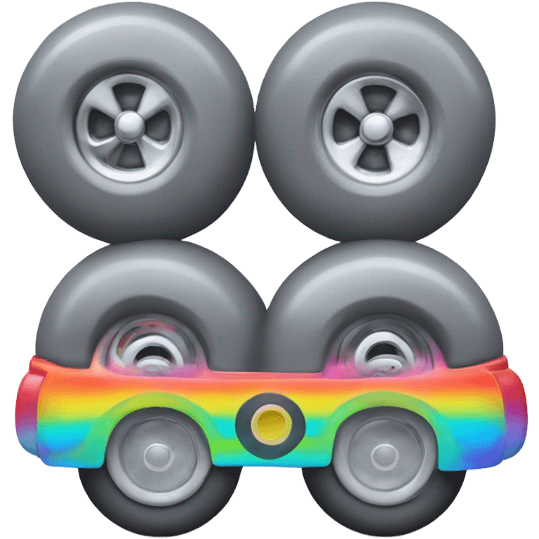 Metal cute mad Kirby Gray ball driving on 4 car wheels with mad eyebrows game emoji