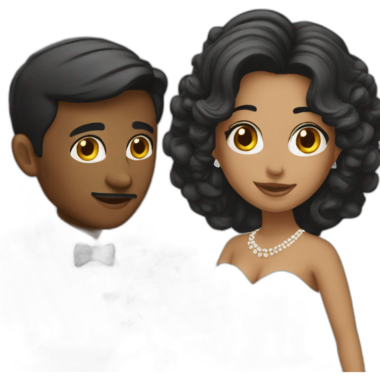 latina bride black groom emoji