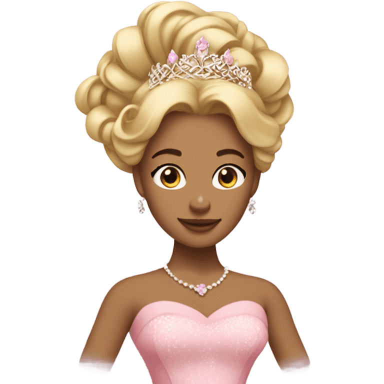 Princess with pink ballgown and big blonde hair updo pretty detailed realistic  emoji