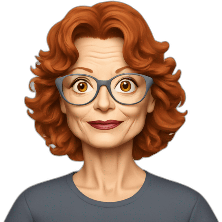 40 year old susan sarandon cartoon wearing tee emoji