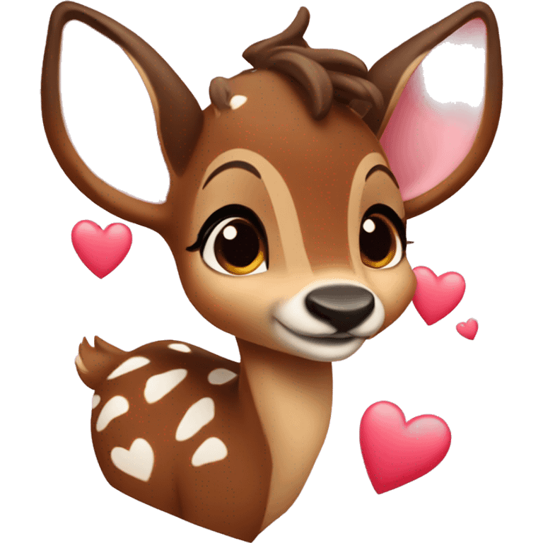 Bambi with hearts emoji