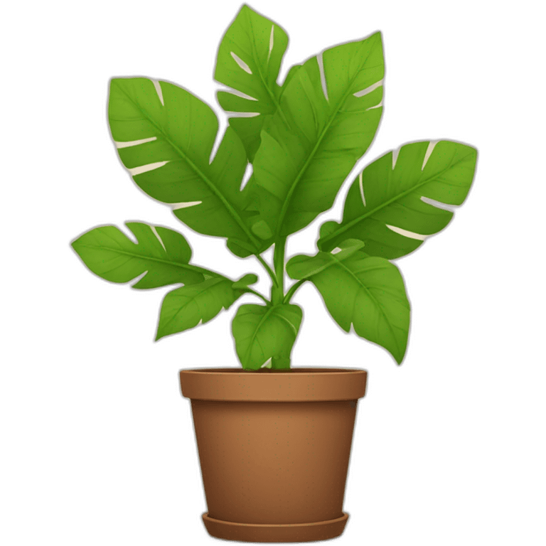 plant with lots of big stems and big leaves in a brown flower pot emoji