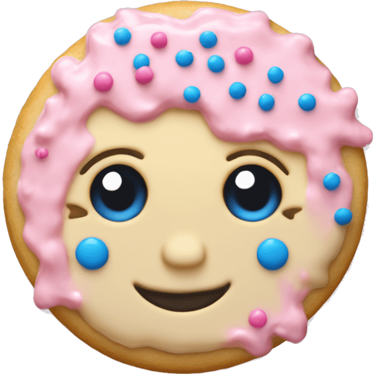 Sugar cookie with pink frosting and blue sprinkles  emoji