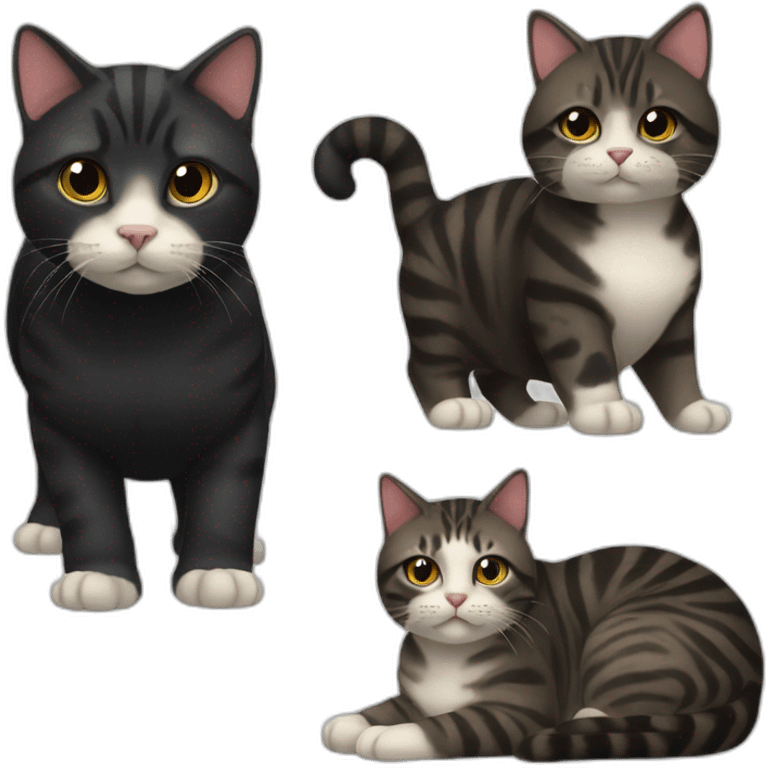 Chubby tabby cat and black cat emoji