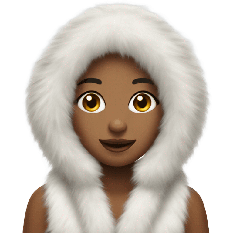 Girl in white big fluffy fur ear muffs emoji