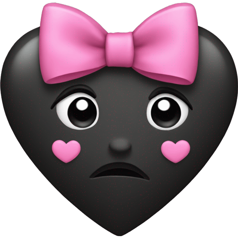 Black heart with pink bow emoji