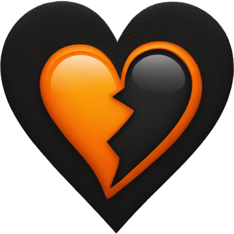 Half black and half orange heart emoji