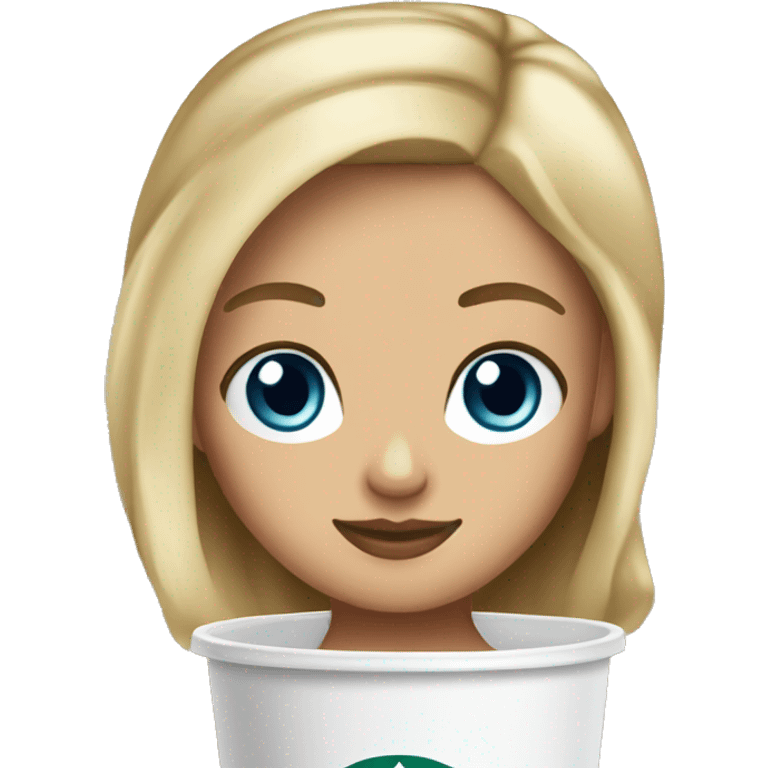 Starbucks cup drink with blonde girl blue eyes  emoji