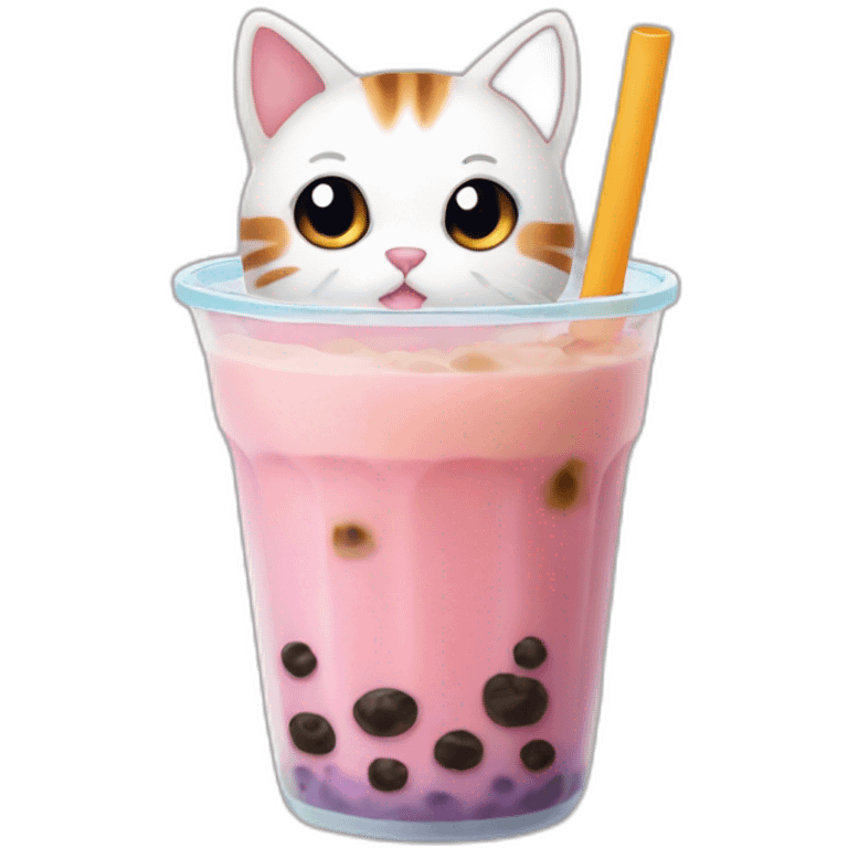 Cute cat boba tea emoji