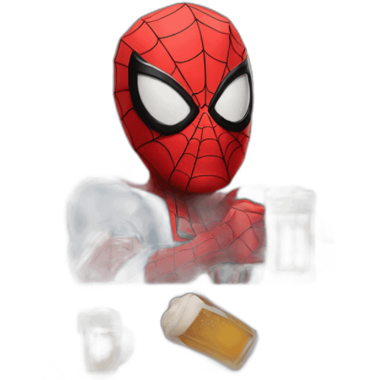 Spiderman drinking a beer emoji