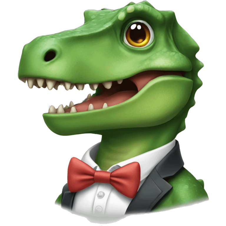 Dinosaur with bow tie emoji