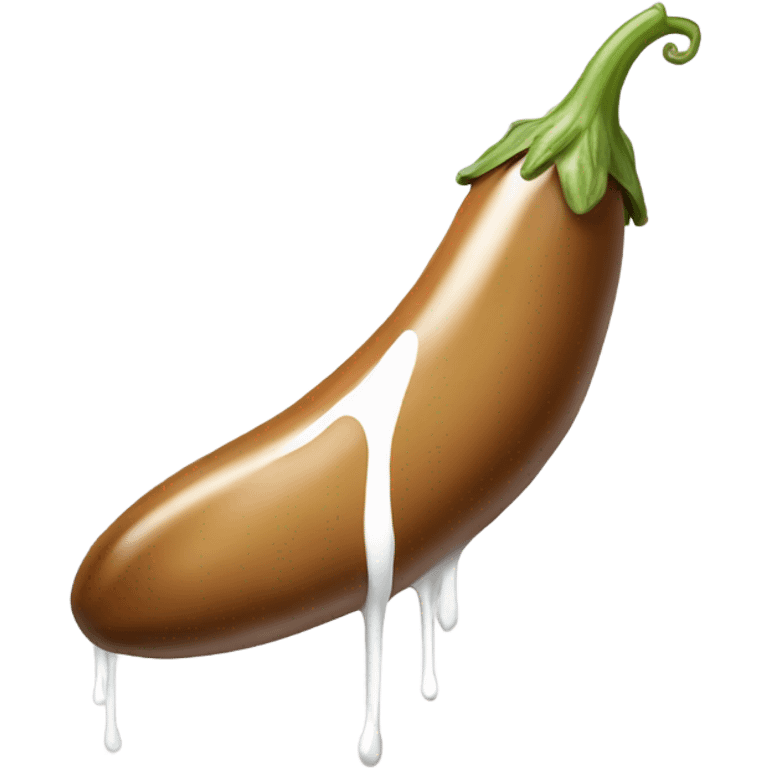 Long Tan colored eggplant with white paint dripping emoji