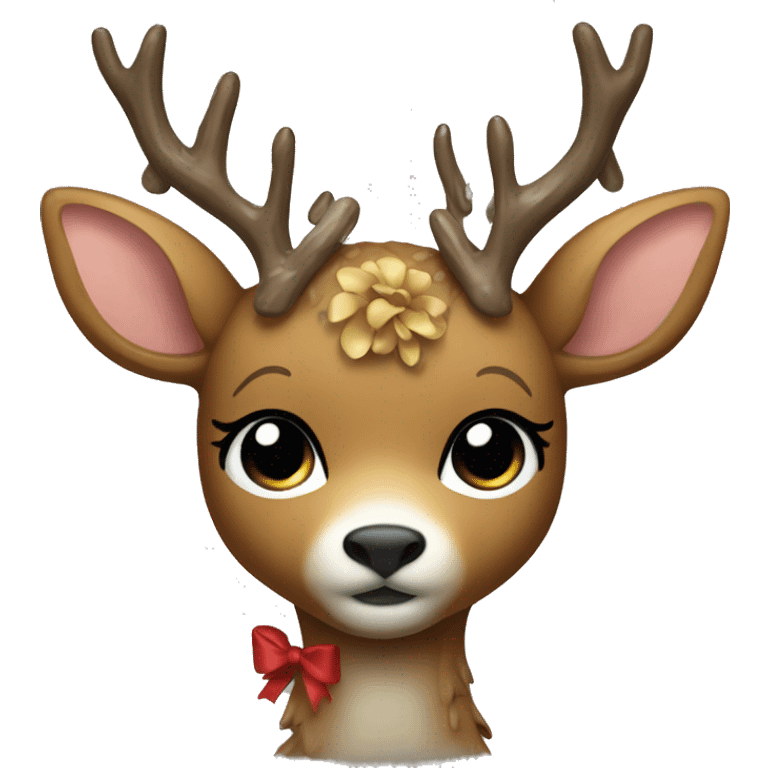 rain deer with bow emoji