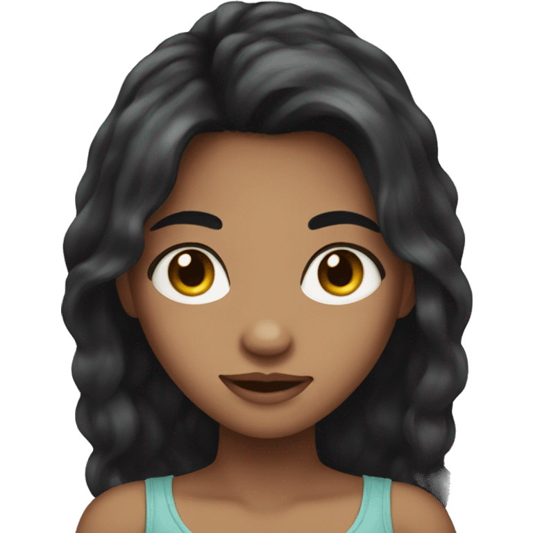 girl with long dark hair and freckles emoji