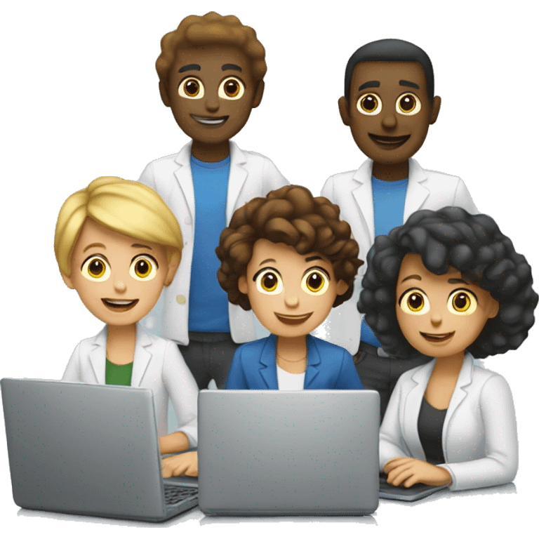 Teamwork with laptops emoji