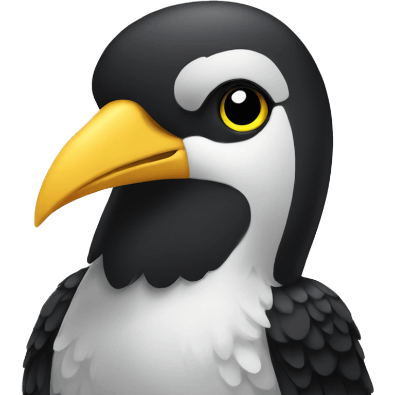 Black and white bird with double yellow beak emoji