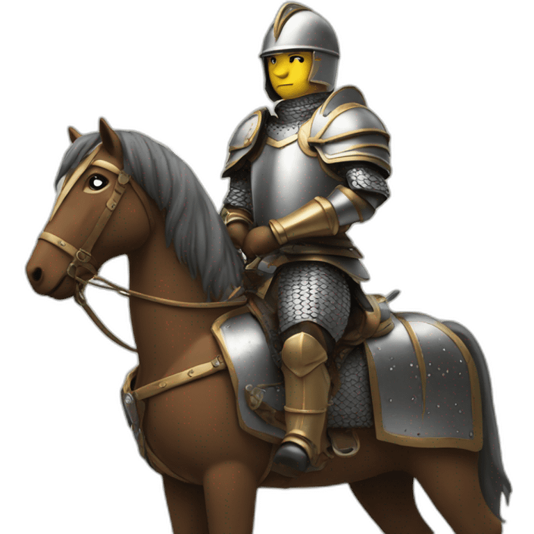 Hero on a horse in armour eith sword emoji