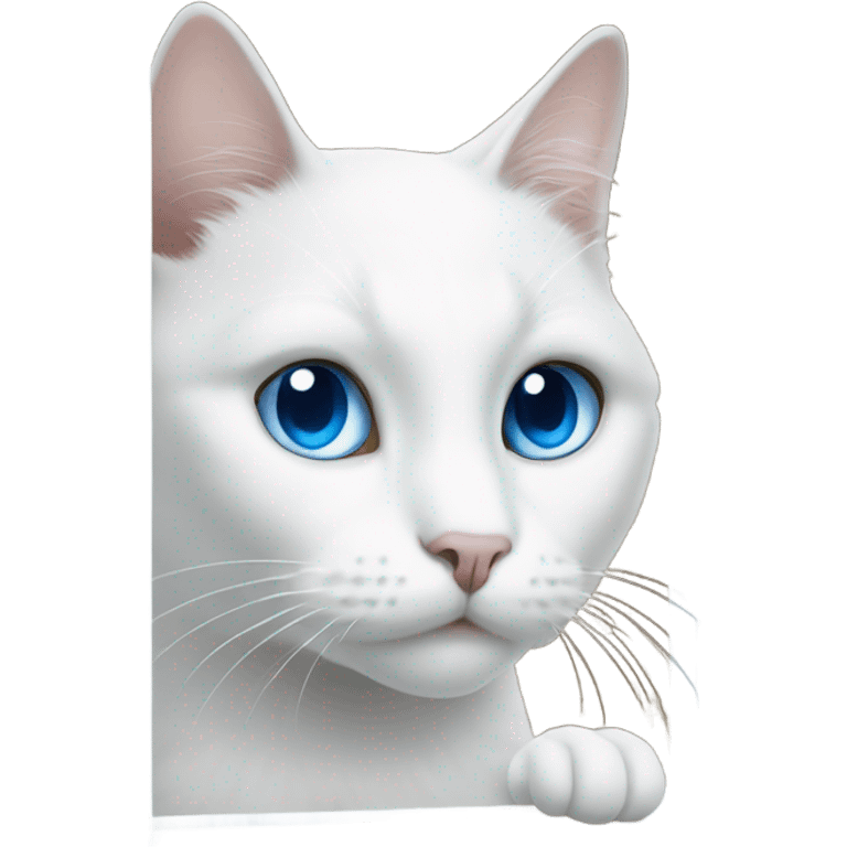 White cat with blue eyes in window emoji