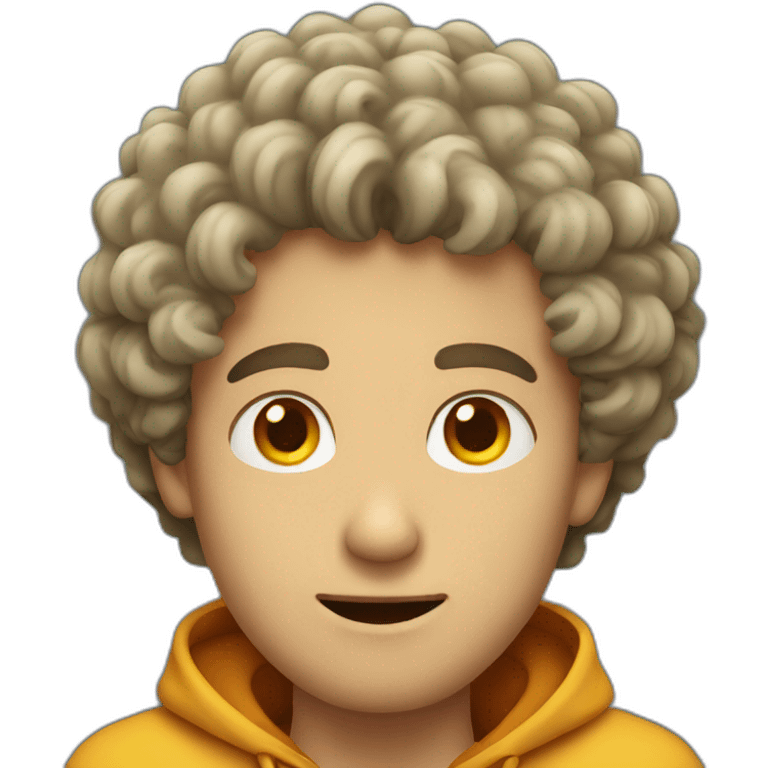 guy with curly hair with a cold emoji