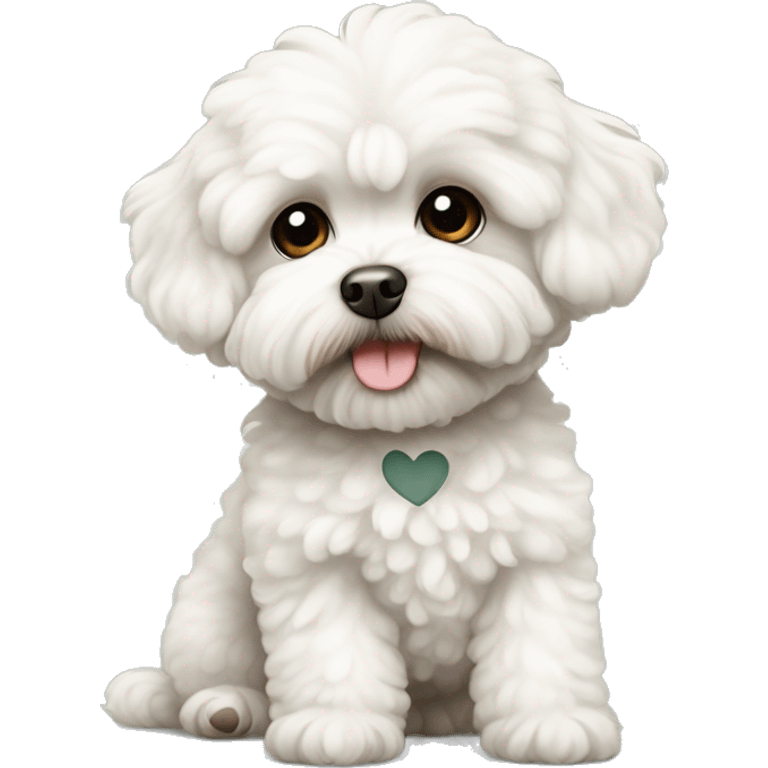 Maltipoo with a white heart emoji