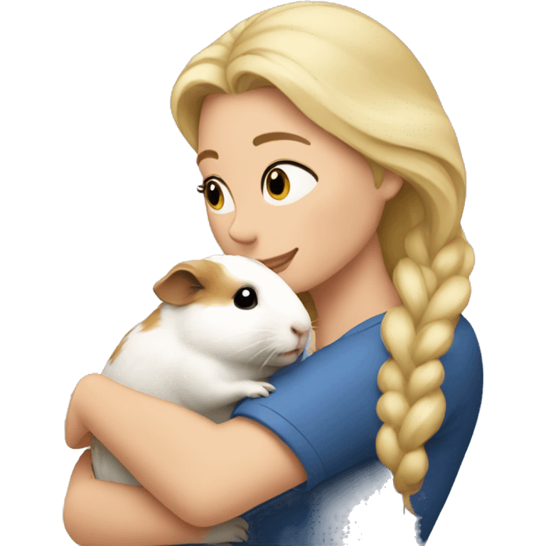 Blonde Woman hugging a guineapig emoji