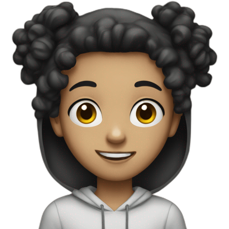 A white teenager with black curly hair with a fade and big nose with black hoodie emoji