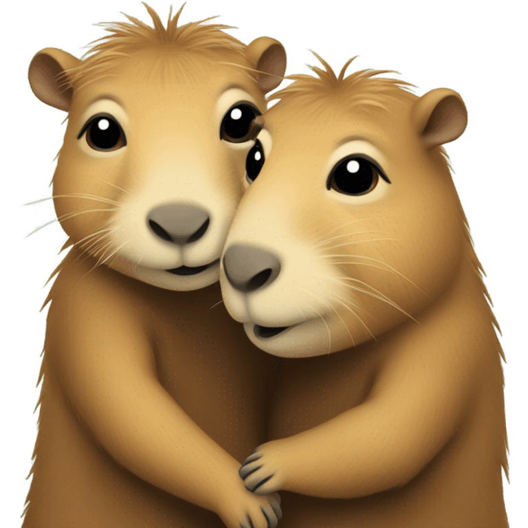 Two capybaras make a hug  emoji