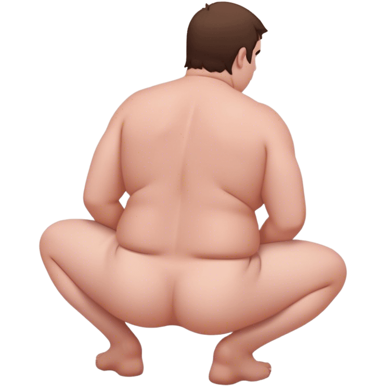 back view of fat white guy shirtless kneeling emoji