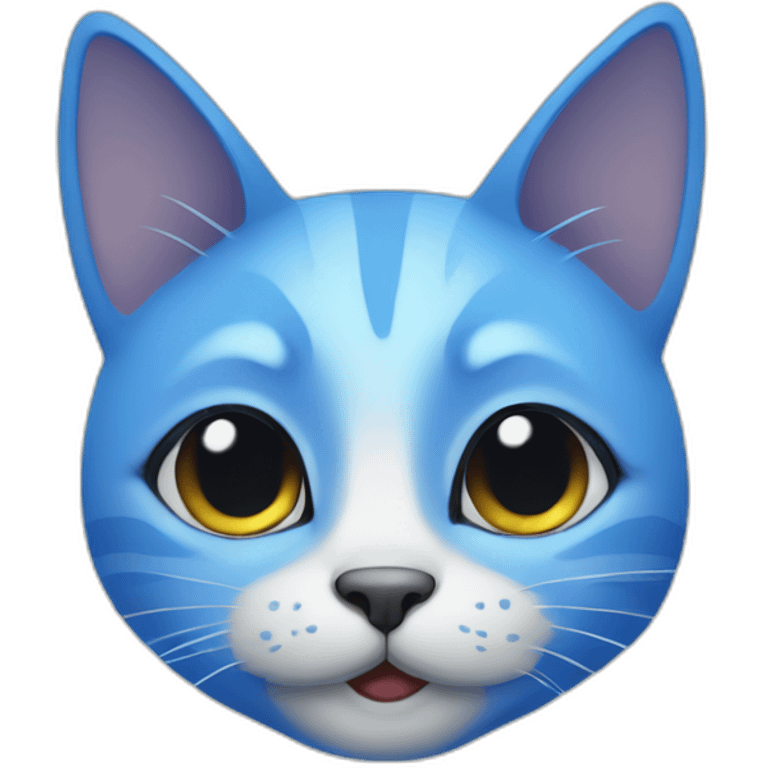 Blue simplistic sketch of a cute cat face emoji