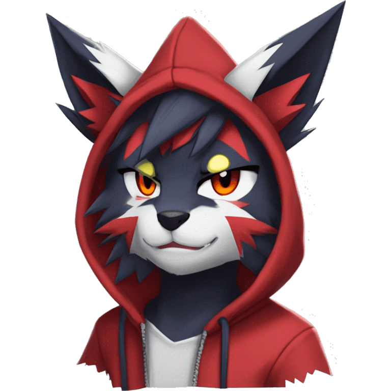 Edgy Cool Anthro Zoroark-Zangoose-Litten Fakemon Fursona Hoodie Full Body emoji