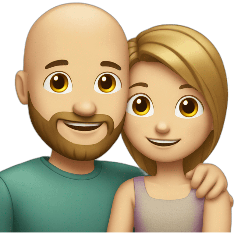 Happy-secret-couple-bald-guy-with-beard-with-boy-haircut-girl-hugging emoji