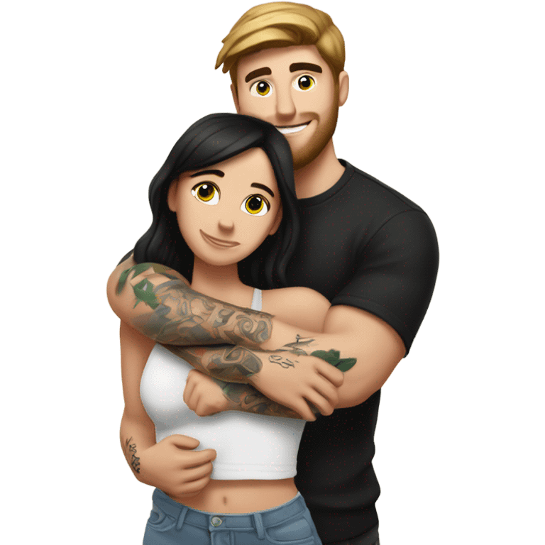 mr beast with tattoos hugging brunette girl emoji