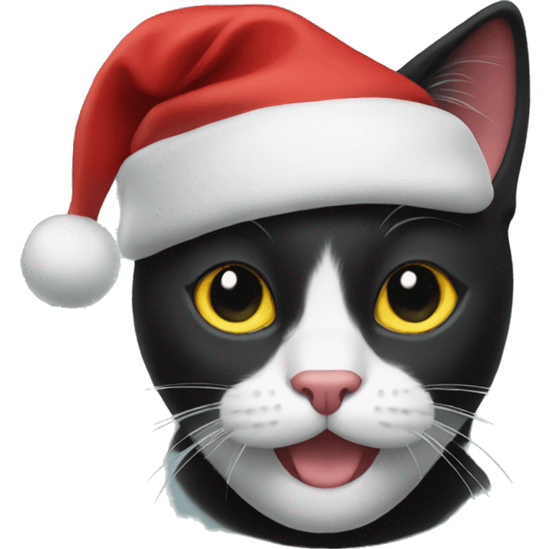 black cat in a christmas hat  emoji