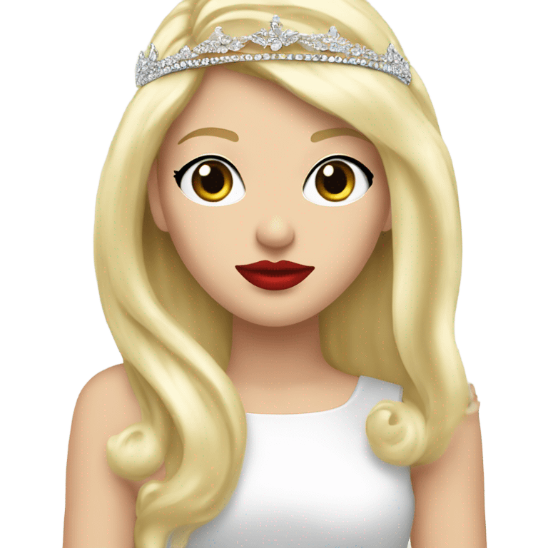 Tiara on a blonde white girl with red lipstick  emoji