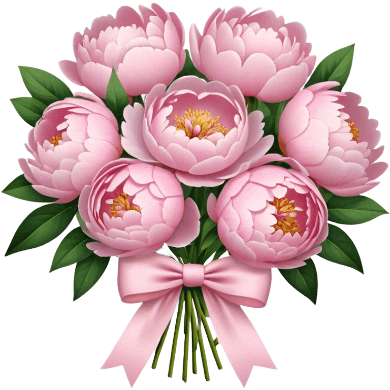 Light Pink peonies bouquet with light pink bow emoji