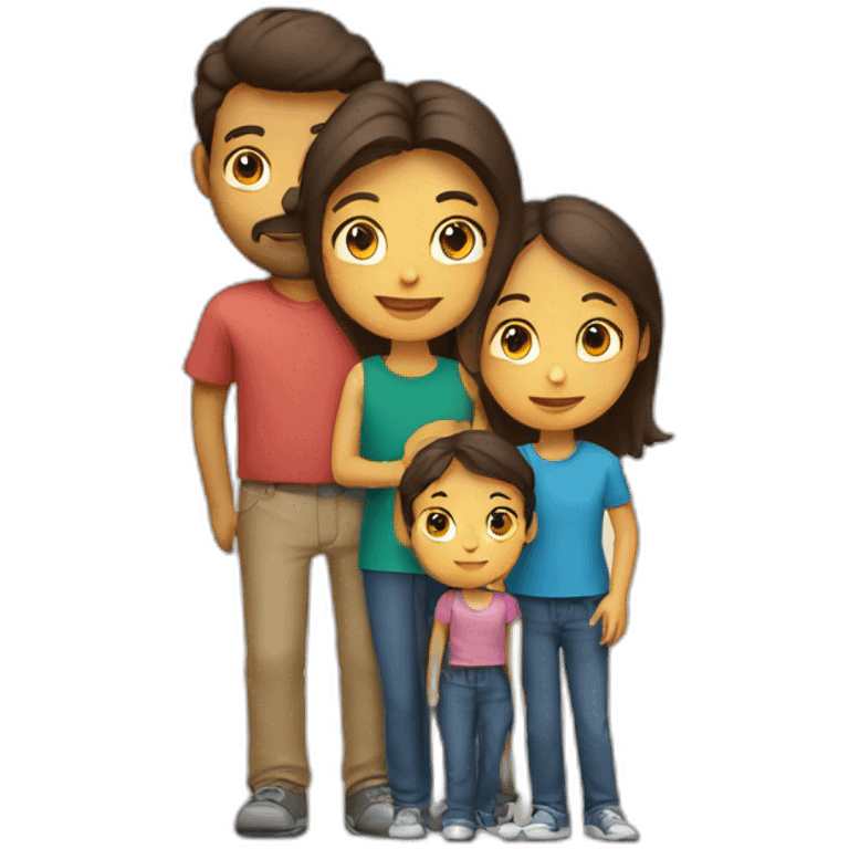 family of 2 adults and 3 children. emoji