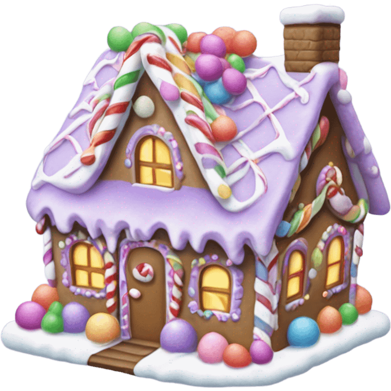 Pastel purple ginger bread house emoji