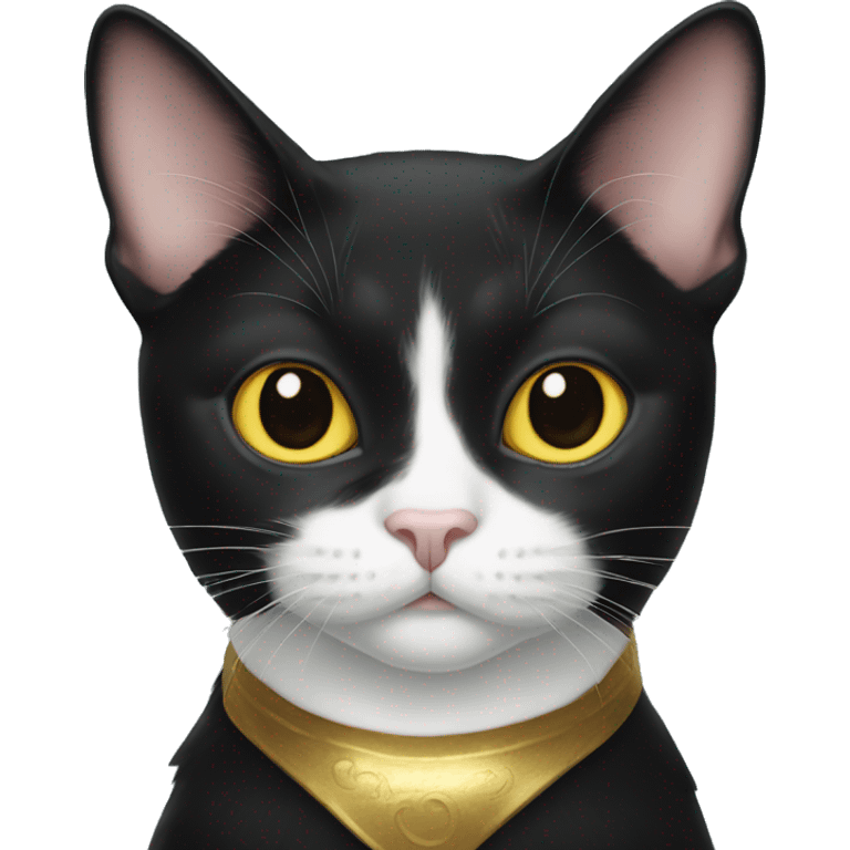 Tuxedo cat with gold eyes emoji