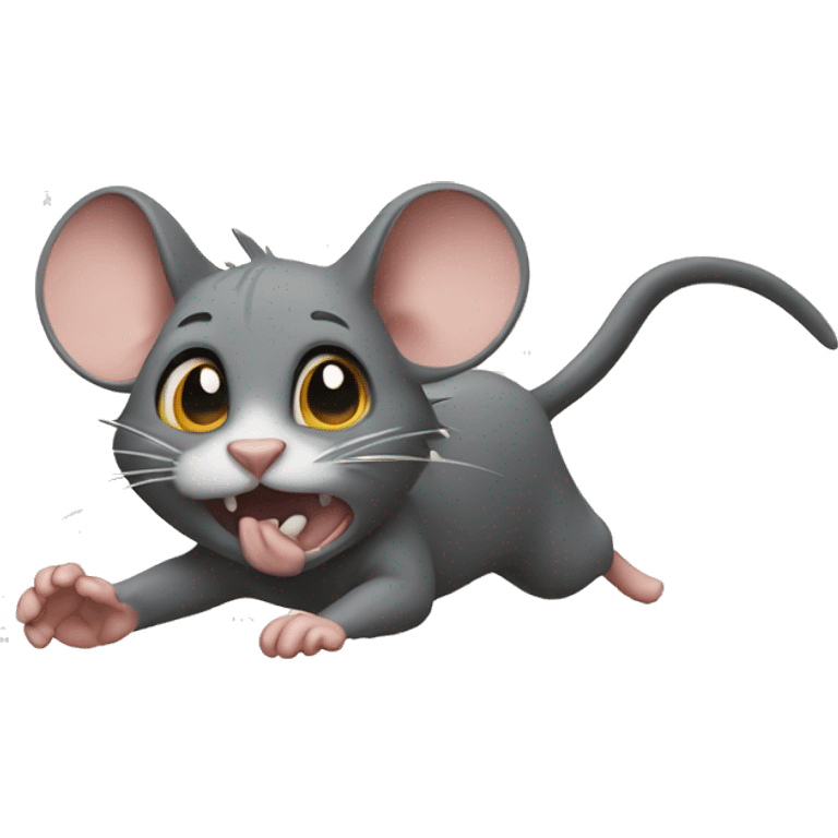 A mouse chasing a cat emoji