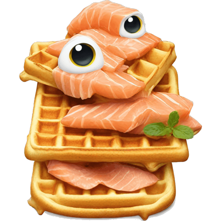 Waffles with salmon emoji