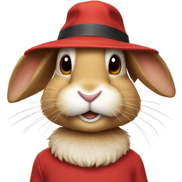 mid-age specialist rabbit with hat in red t-shirt emoji