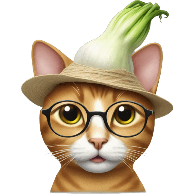 cat with glasses and an onion hat emoji