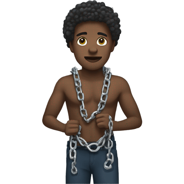 black man with broken chains around his wrists emoji