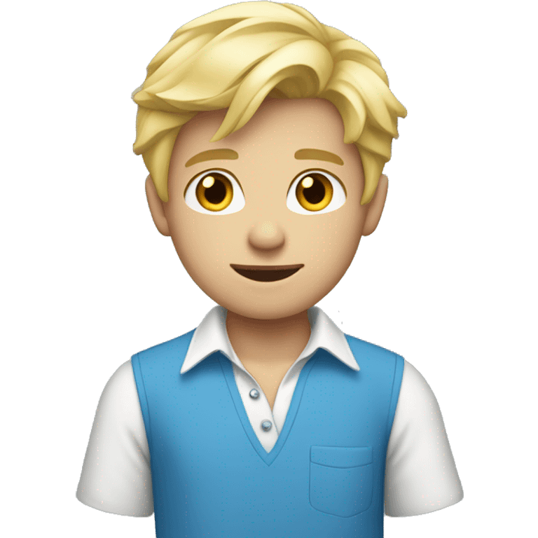 blond teenage boy wearing blue collared shirt emoji