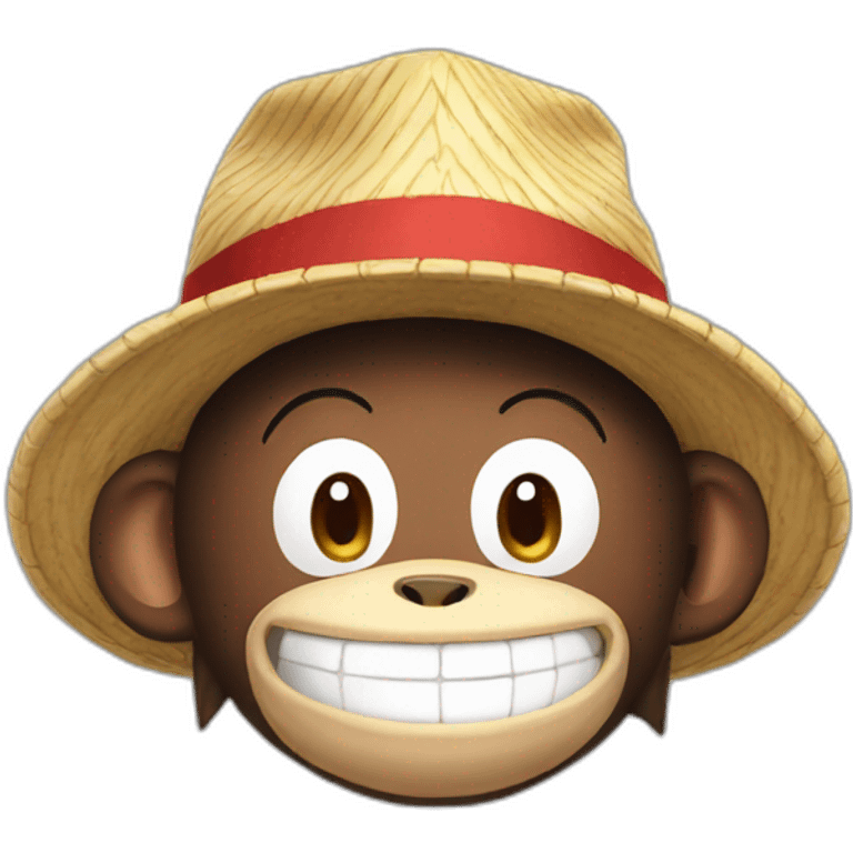 Monkey the Luffy, smiling with hat and saying ok emoji