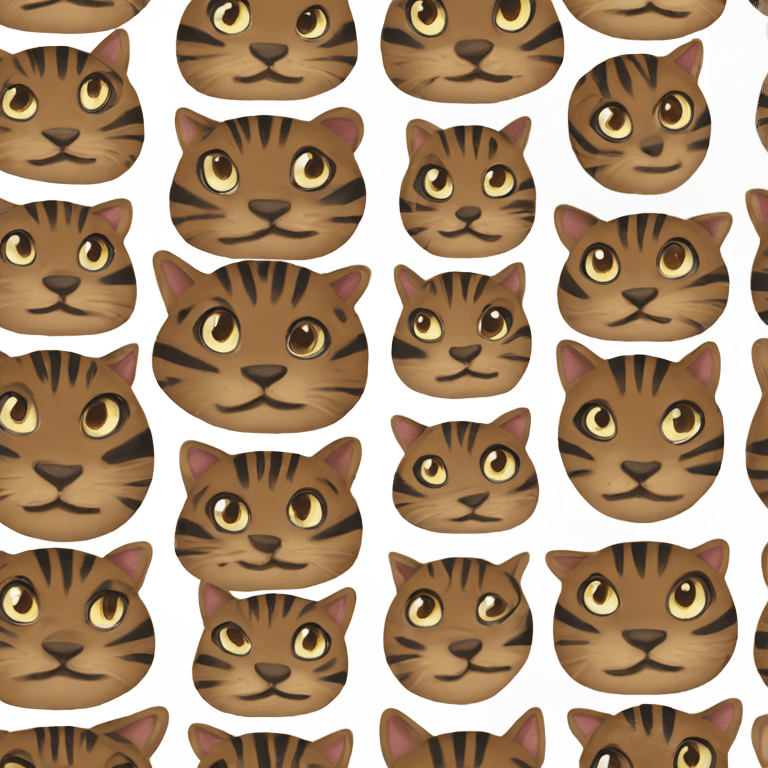 Small round brown black tiger striped cute cat emoji