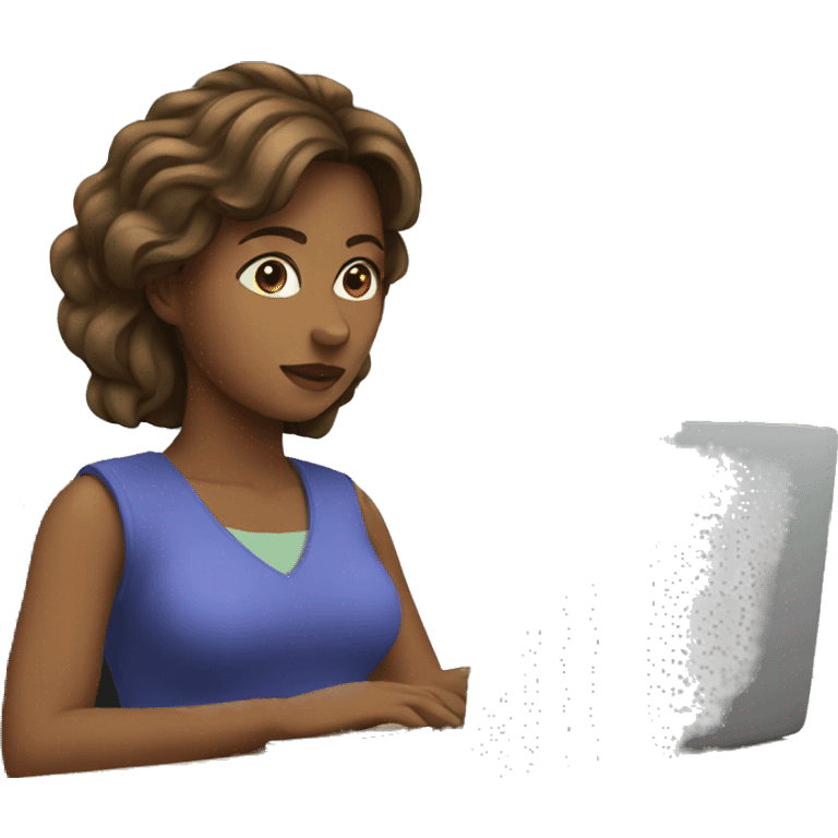 women focused on laptop emoji