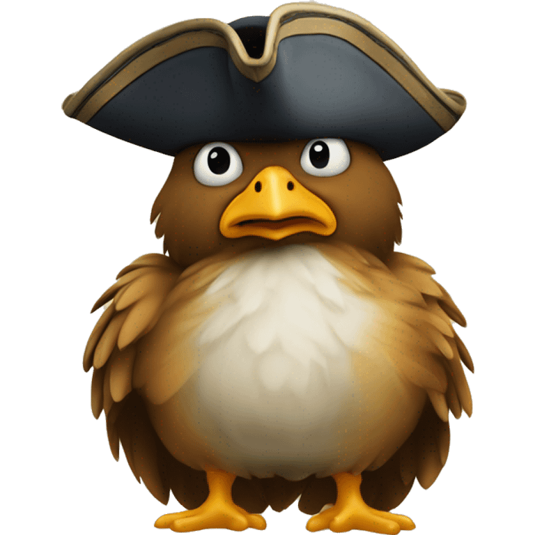 un poussin avec des lunete et un chapeau de pirate emoji