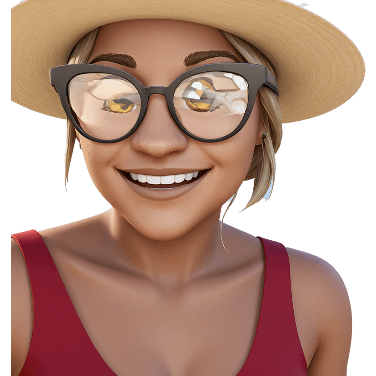 smiling girl in outdoor hat emoji